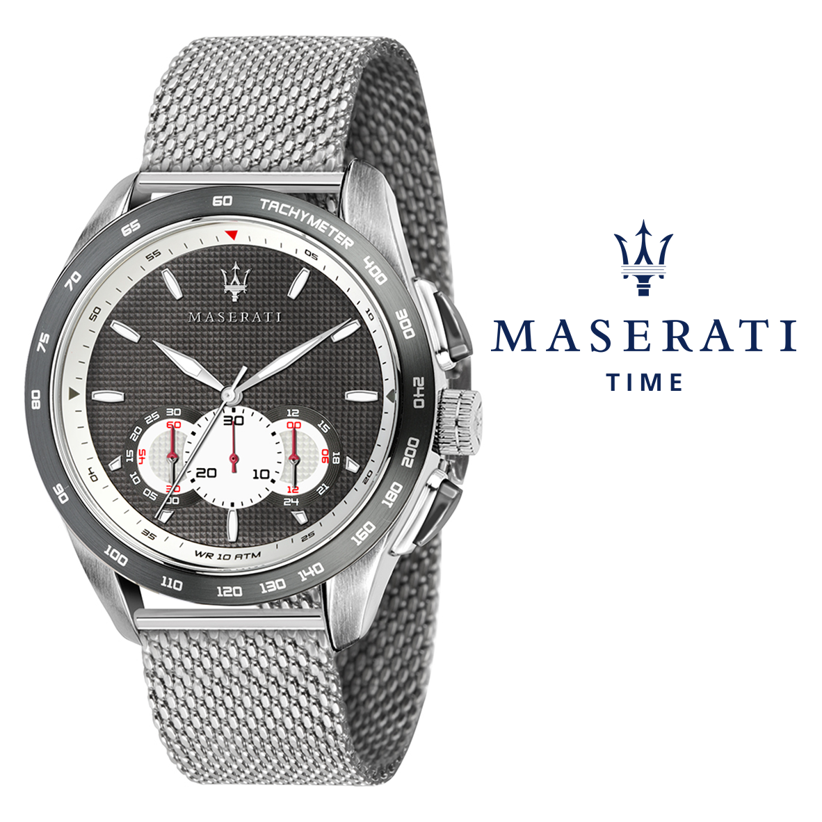 Maserati Traguardo Chronograph 45mm Black Dial Mesh Bracelet Watch For Men - R8873612008 Watches Maserati   