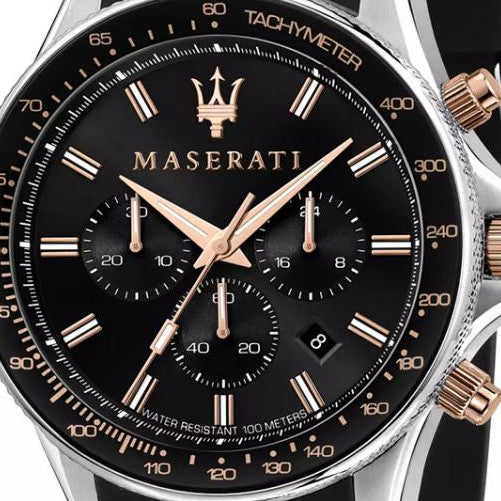 Maserati SFIDA 44mm Black Silicon Chronograph Watch For Men - R8871640002 Watches Maserati   