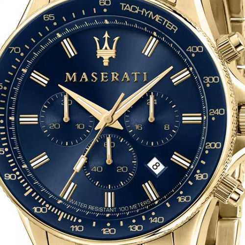 Maserati SFIDA Analog Blue Dial Gold Stainless Steel Watch For Men - R8873640008 Watches Maserati   