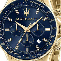 Maserati SFIDA Analog Blue Dial Gold Stainless Steel Watch For Men - R8873640008 Watches Maserati   