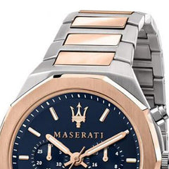 Maserati Stile Chronograph Blue Dial Rose Gold Two Tone Strap Watch For Men - R8873642002 Watches Maserati   