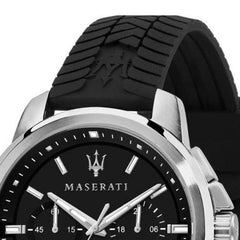 Maserati Successo Chronoraph Black Dial Black Silicon Strap Watch For Men - R8871621014 Watches Maserati   