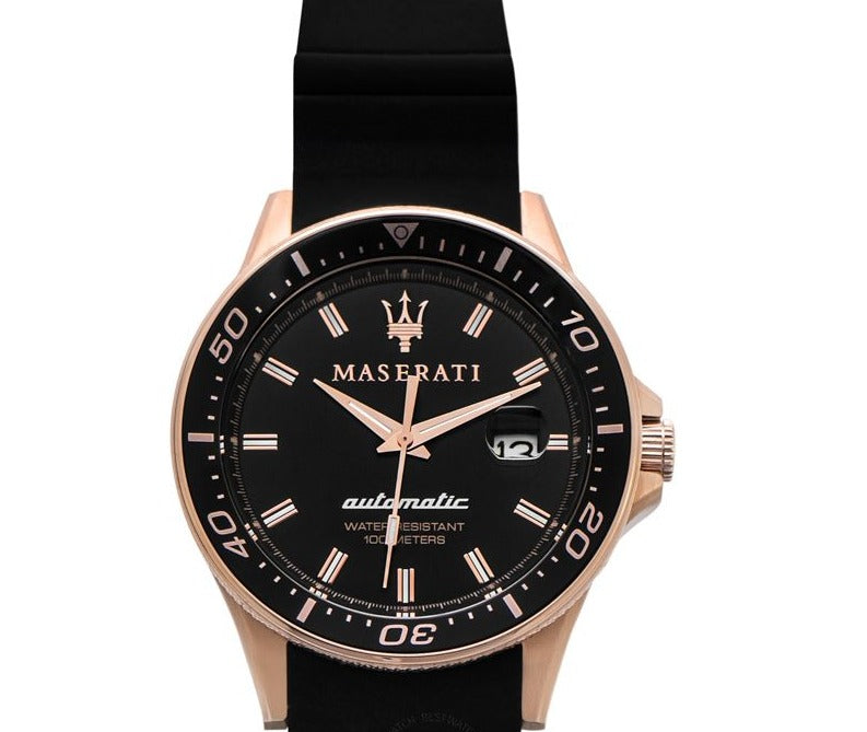 Maserati SFIDA Automatic Black Dial Rubber Strap Watch For Men - R8821140001 Watches Maserati   