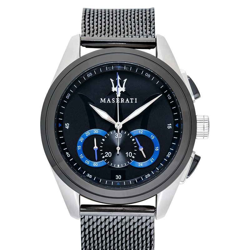 Maserati Traguardo Chronograph Black Dial Mesh Bracelet Watch For Men - R8873612006 Watches Maserati   