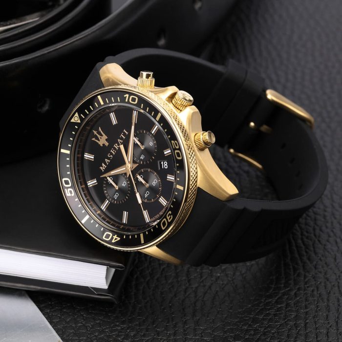 Maserati SFIDA Chronograph Black Dial Rubber Strap Watch For Men - R8871640001 Watches Maserati   