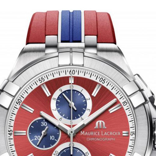 Maurice Lacroix Aikon Beach Volley Vikings Limited Edition Red Dial Red Rubber Strap Watch for Men - AI1018-SS001-530-6 Watches Maurice Lacroix   