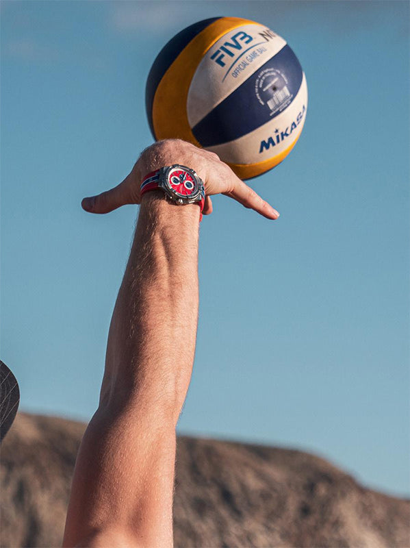 Maurice Lacroix Aikon Beach Volley Vikings Limited Edition Red Dial Red Rubber Strap Watch for Men - AI1018-SS001-530-6 Watches Maurice Lacroix   