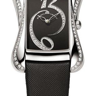 Maurice Lacroix Fiaba Black Dial with Diamonds Black Leather Strap Watch for Women - DV5012-SD531-350 Watches Maurice Lacroix   