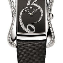 Maurice Lacroix Fiaba Black Dial with Diamonds Black Leather Strap Watch for Women - DV5012-SD531-350 Watches Maurice Lacroix   