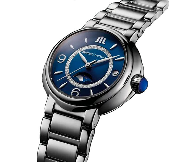 Maurice Lacroix Fiaba Moonphase Blue Dial Silver Steel Strap Watch for Women - FA1084-SS002-420-1 Watches Maurice Lacroix   