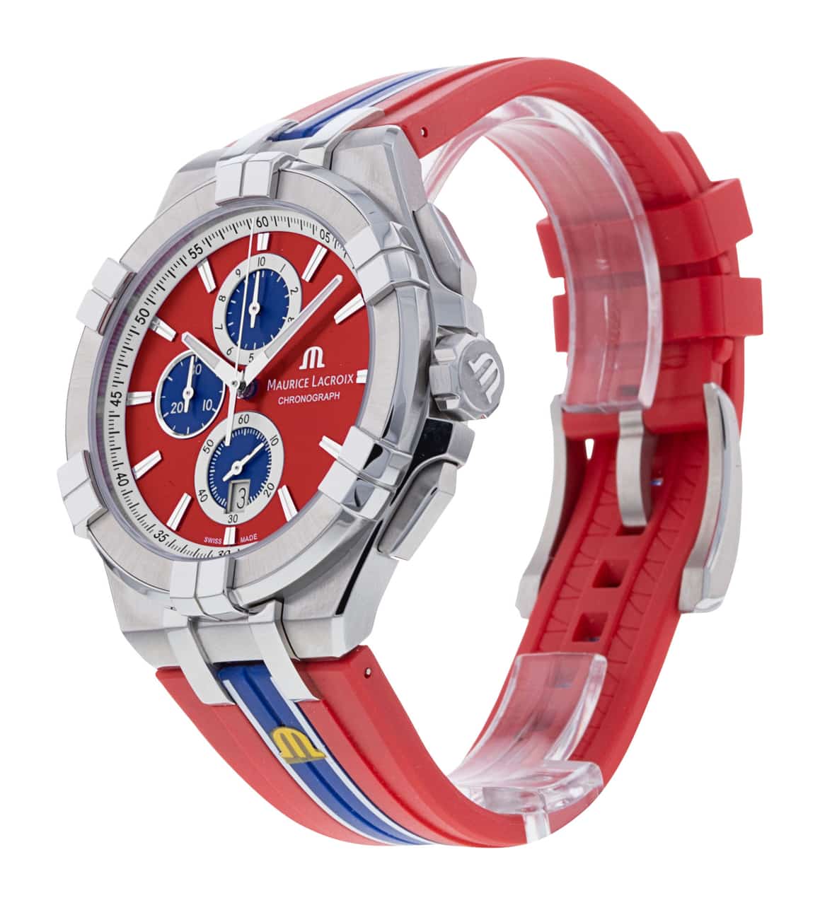 Maurice Lacroix Aikon Beach Volley Vikings Limited Edition Red Dial Red Rubber Strap Watch for Men - AI1018-SS001-530-6 Watches Maurice Lacroix   