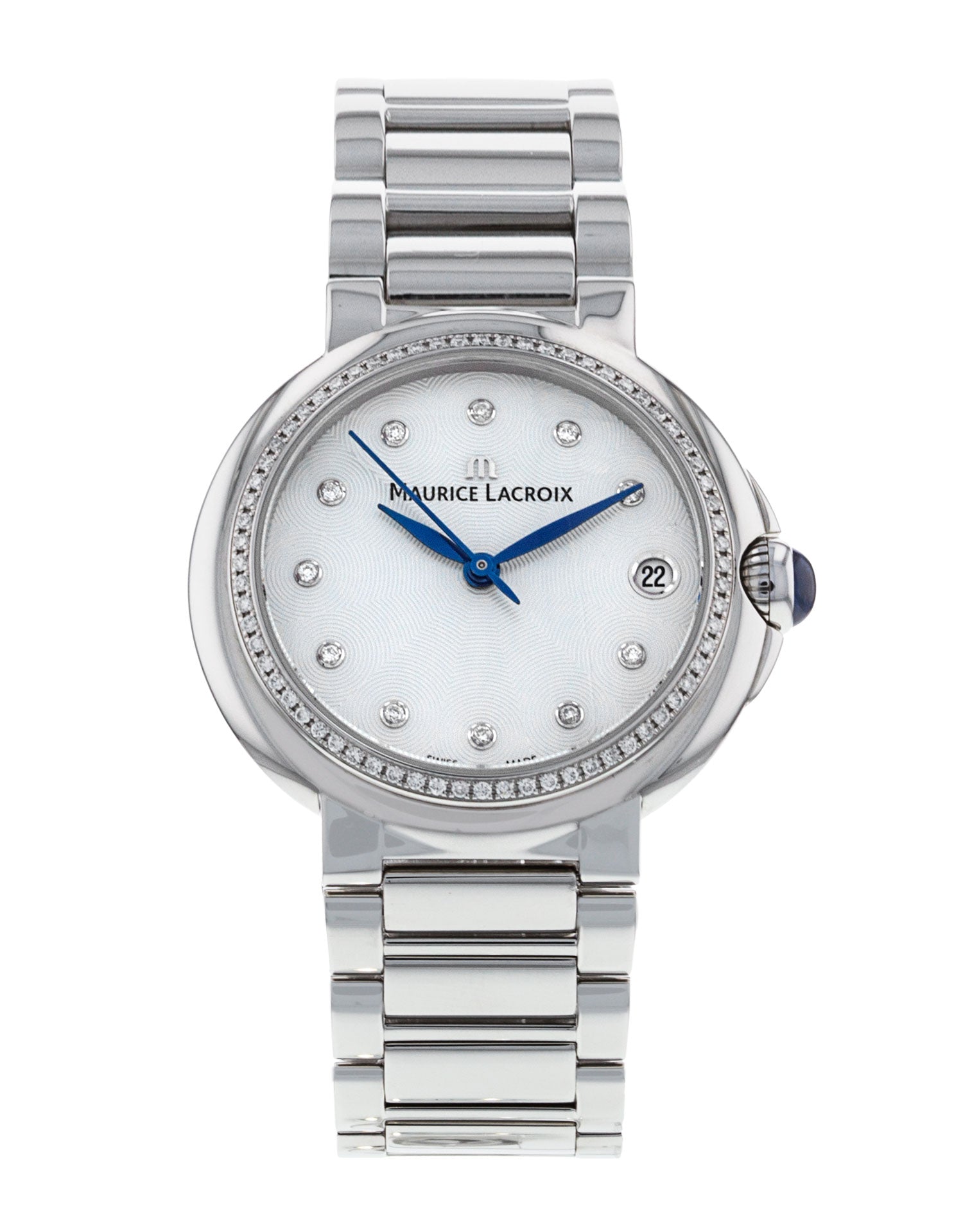 Maurice Lacroix Fiaba Diamonds Mother of Pearl Dial Silver Steel Strap Watch for Women - FA1004-SD502-170-1 Watches Maurice Lacroix   