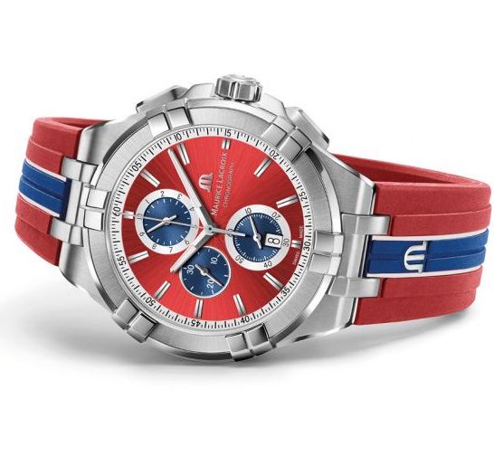Maurice Lacroix Aikon Beach Volley Vikings Limited Edition Red Dial Red Rubber Strap Watch for Men - AI1018-SS001-530-6 Watches Maurice Lacroix   