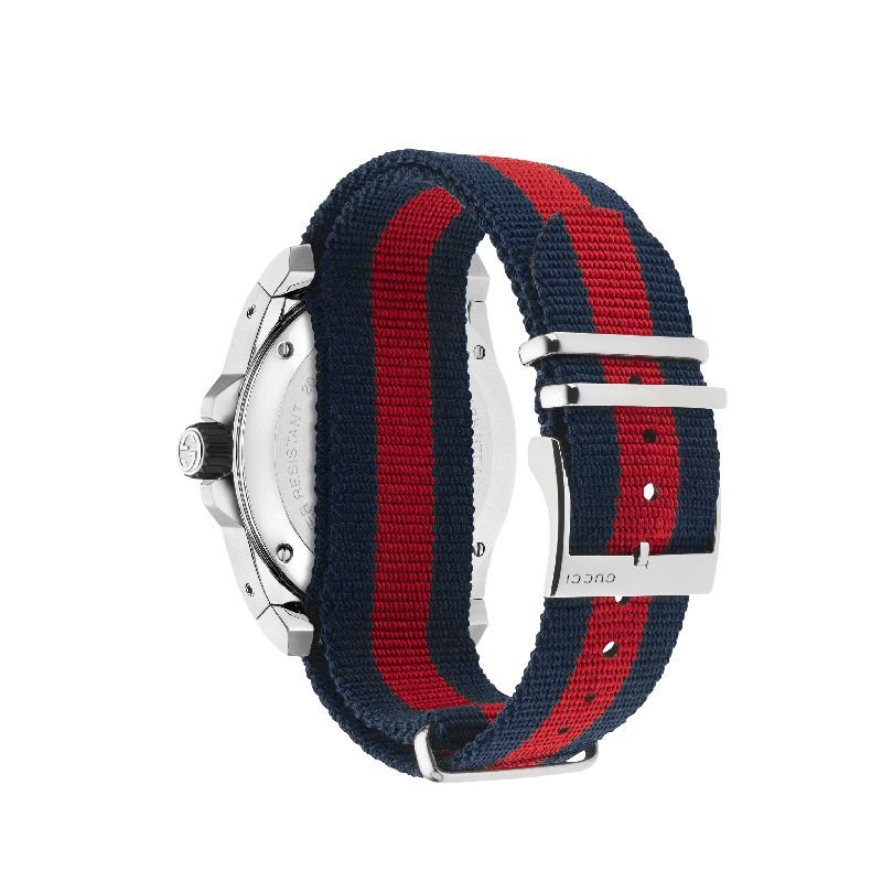 Gucci Dive Black Dial Red & Blue Nylon Strap Watch For Men - YA136210 Watches Gucci   