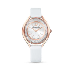 Swarovski Crystalline Aura Silver Dial White Leather Strap Watch for Women - 5519453 Watches Swarovski   