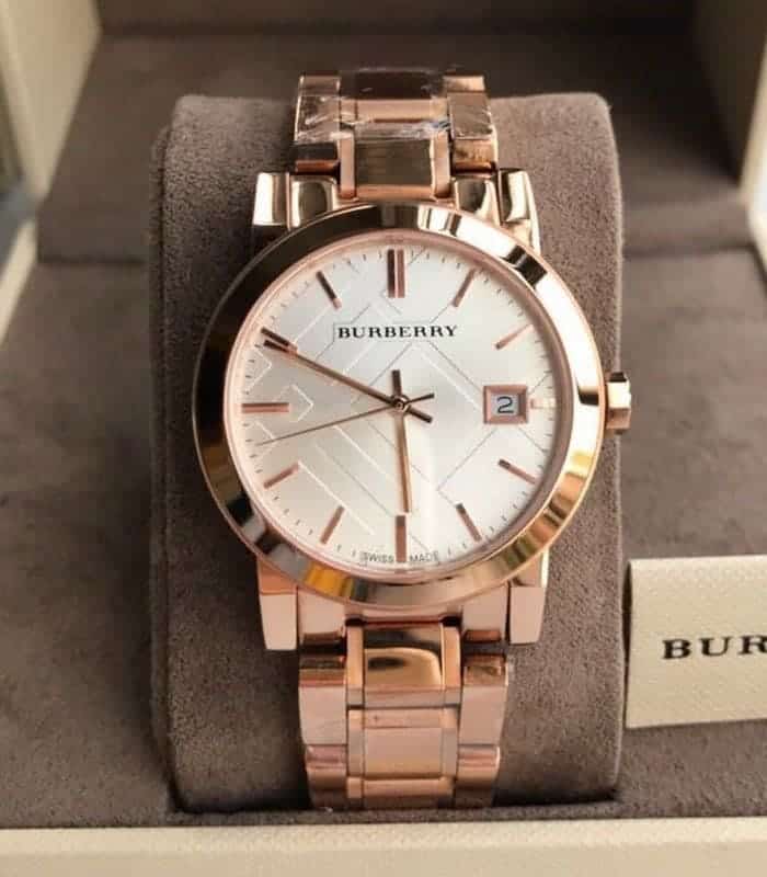 Burberry The City White Dial Rose Gold Stainless Steel Strap Watch for Women - BU9004 Watches Burberry   