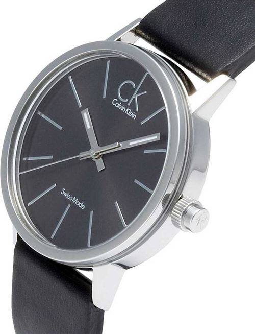 Calvin Klein City Black Dial Black Leather Strap Watch for Men - K2G21107 Watches Calvin Klein   