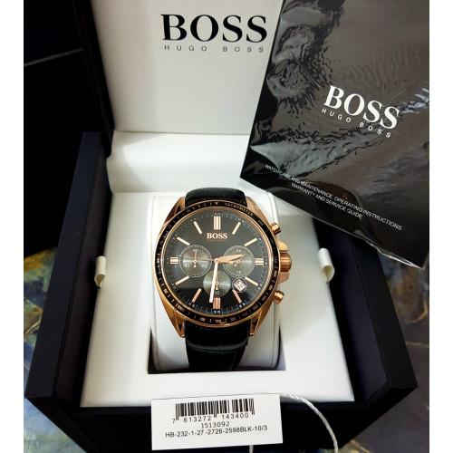 Hugo Boss Driver Black Dial Black Leather Strap Watch for Men - 1513092 Watches Hugo Boss   