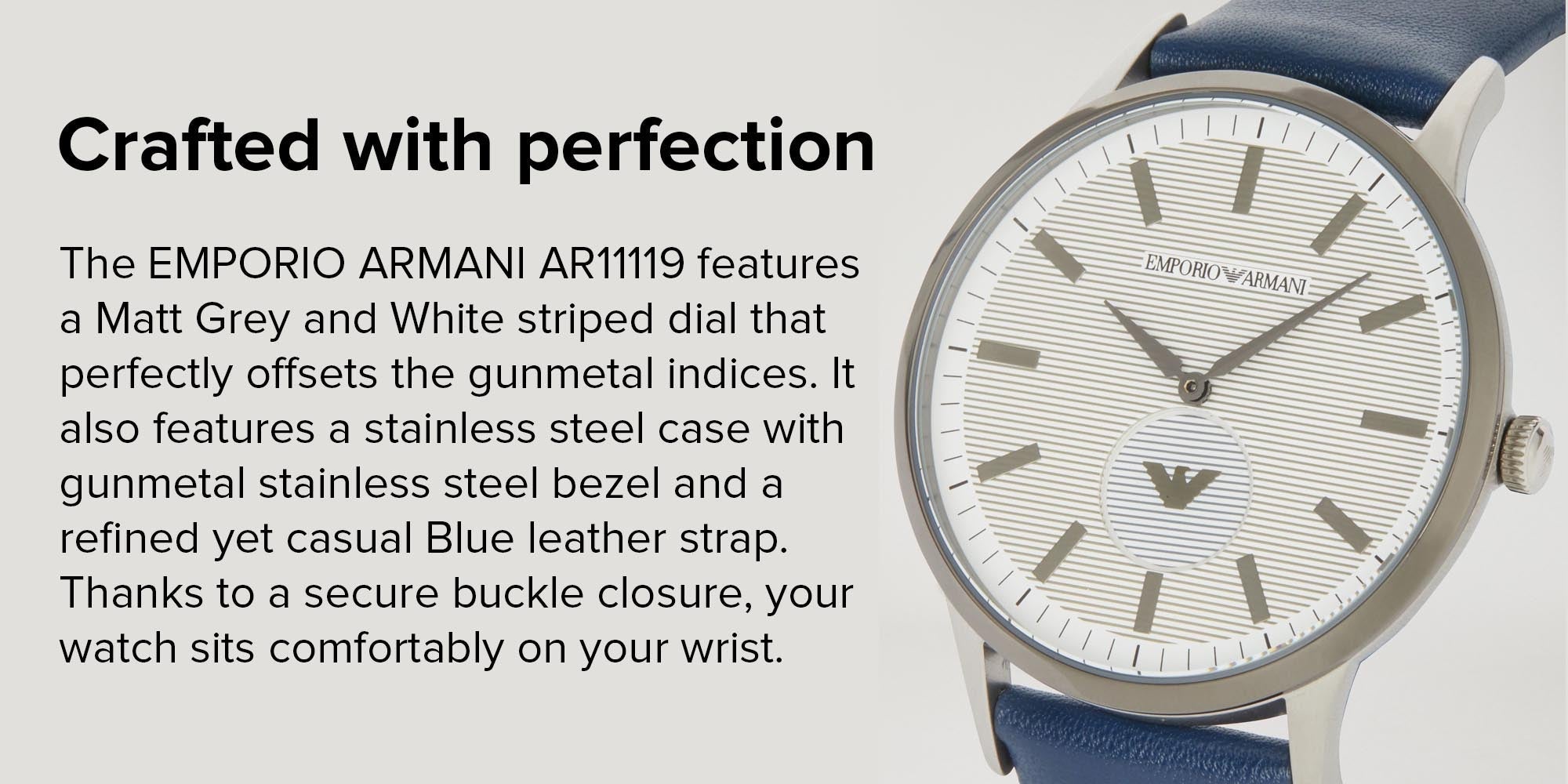 Emporio Armani Renato White DIal Blue Leather Strap Watch For Men - AR11119 Watches Emporio Armani   