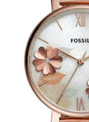 Fossil Jacqueline Three-Hand White Dial Rose Gold Mesh Bracelet Watch for Women - ES4534 Watches Fossil   