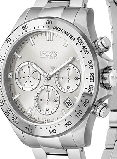 Hugo Boss Novia Chronograph Silver Dial Silver Steel Strap Watch for Women - 1502616 Watches Hugo Boss   