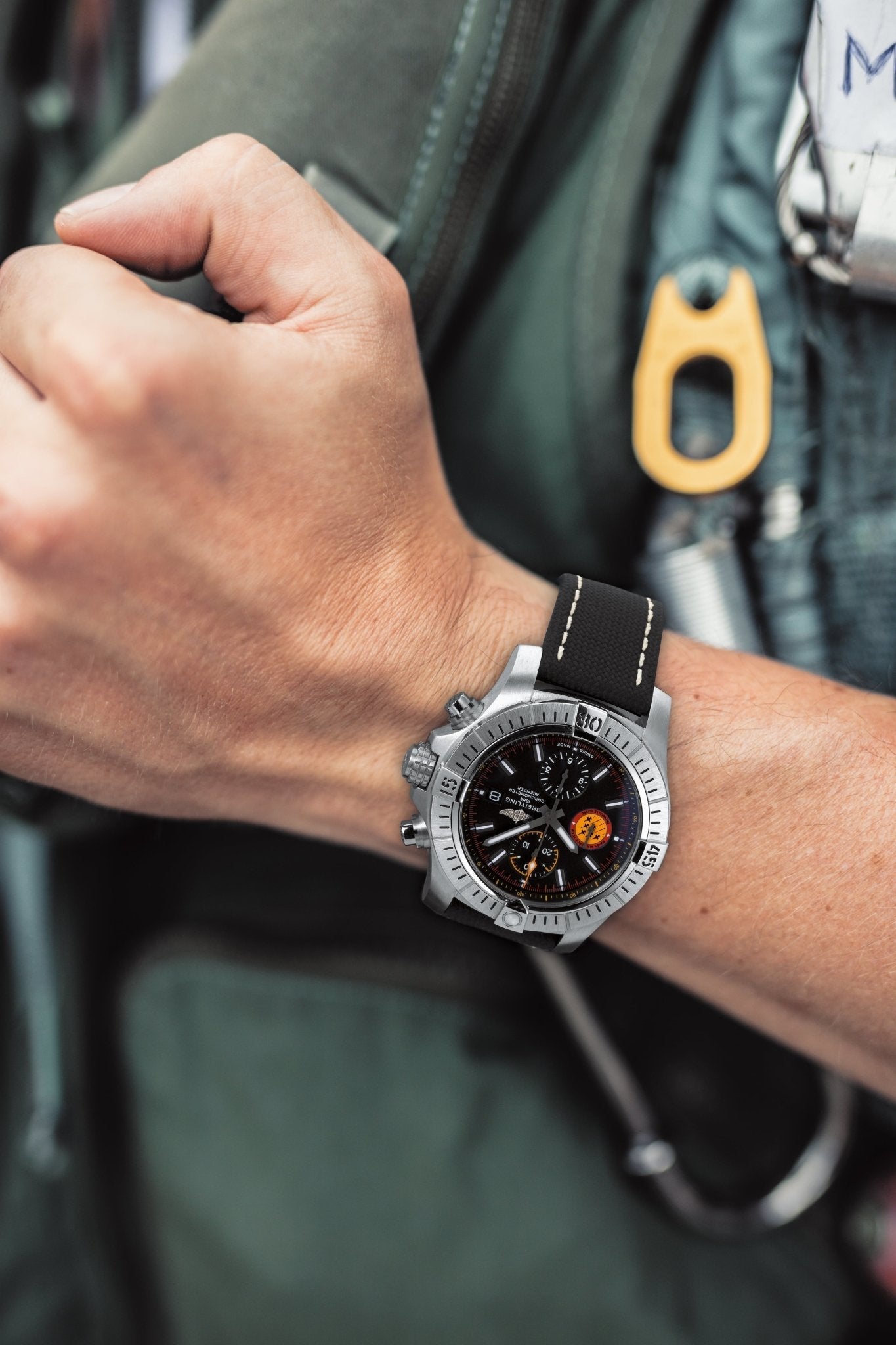 Breitling Avenger Chronograph 45mm Swiss Air Force Team Black Dial Black Nylon Strap Watch for Men - A133171A1B1X1 Watches Breitling   