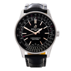Breitling Automatic 41mm Black Dial Black Leather Strap Watch for Men - A17326241B1P1 Watches Breitling   