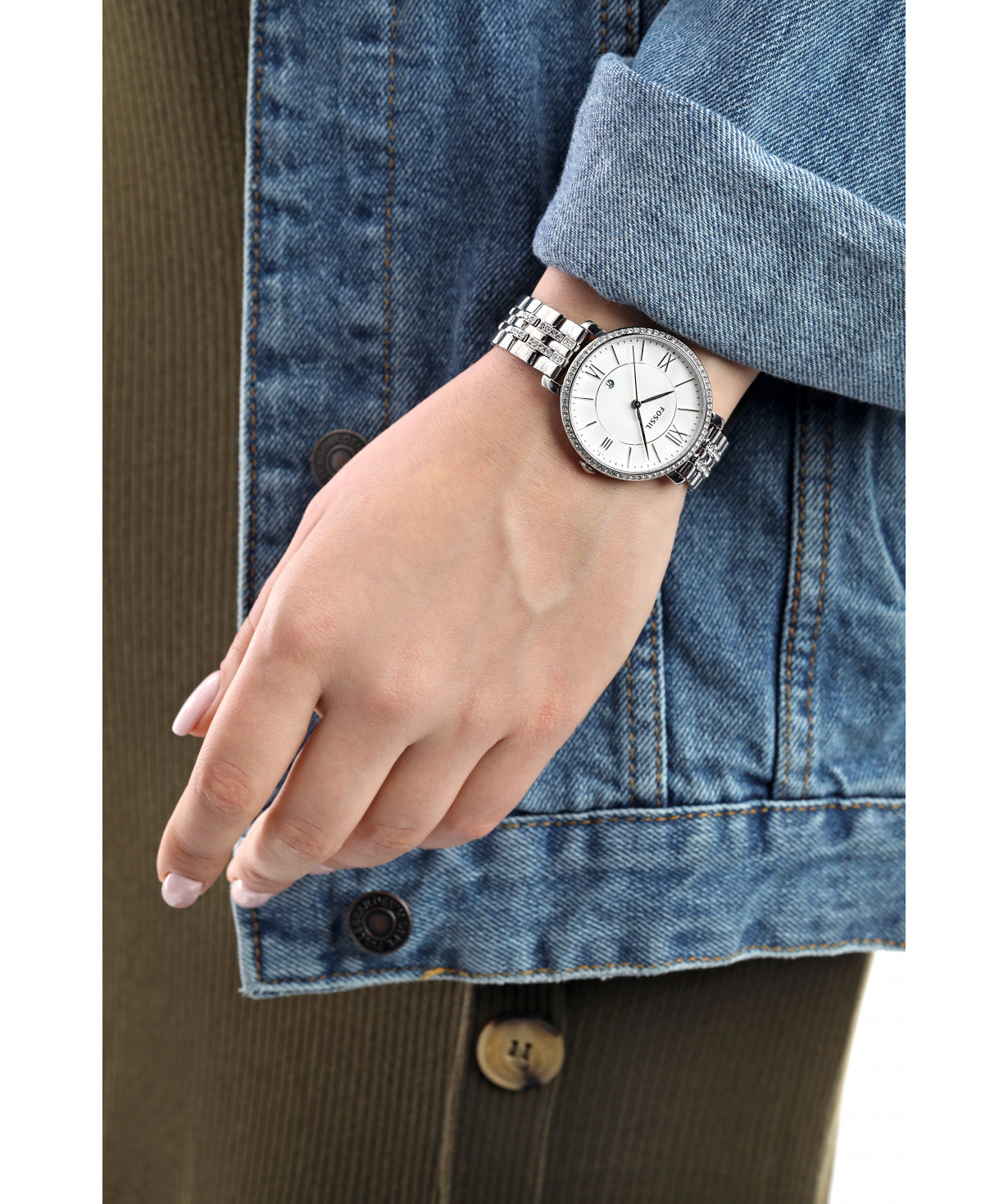 Fossil Jacqueline White Dial Silver Steel Strap Watch for Women - ES3545 Watches Fossil   