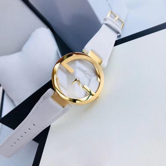 Gucci G Interlocking White Dial White Leather Strap Watch For Women - YA133327 Watches Gucci   