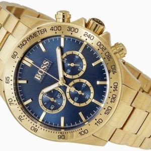 Hugo Boss Ikon Blue Dial Gold Steel Strap Watch for Men - 1513340 Watches Hugo Boss   