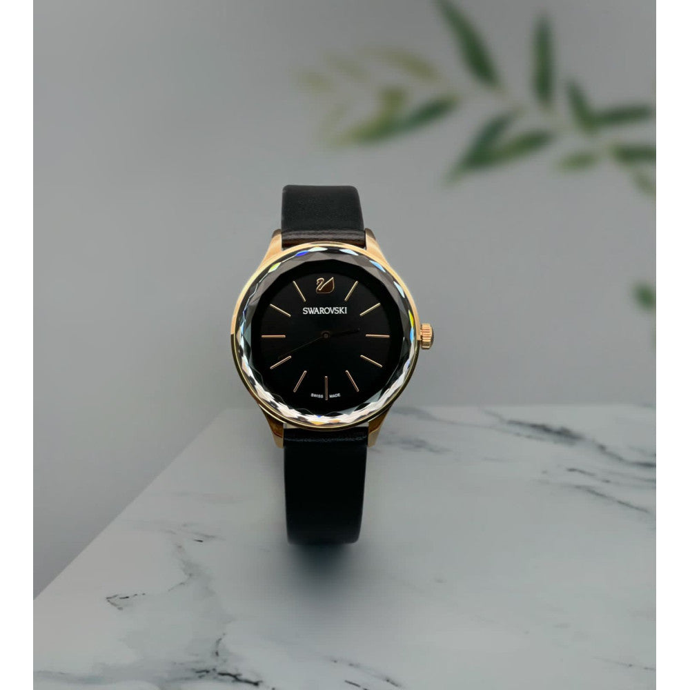 Swarovski Octea Nova Grey Dial Grey Leather Strap Watch for Women - 5295358 Watches Swarovski   