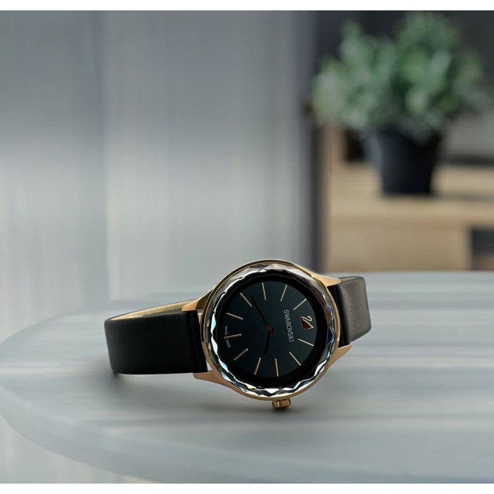 Swarovski Octea Nova Grey Dial Grey Leather Strap Watch for Women - 5295358 Watches Swarovski   