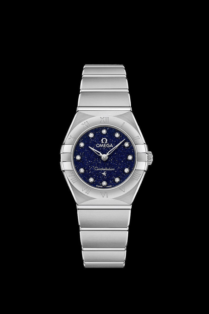 Omega Constellation Manhattan Quartz Diamonds Blue Dial Silver Steel Strap Watch For Women - 131.10.25.60.53.001