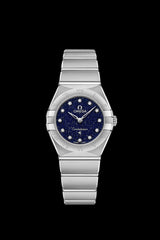 Omega Constellation Manhattan Quartz Diamonds Blue Dial Silver Steel Strap Watch For Women - 131.10.25.60.53.001