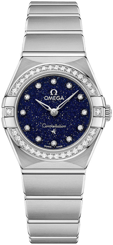 Omega Constellation Manhattan Quartz Diamonds Blue Dial Silver Steel Strap Watch For Women - 131.10.25.60.53.001