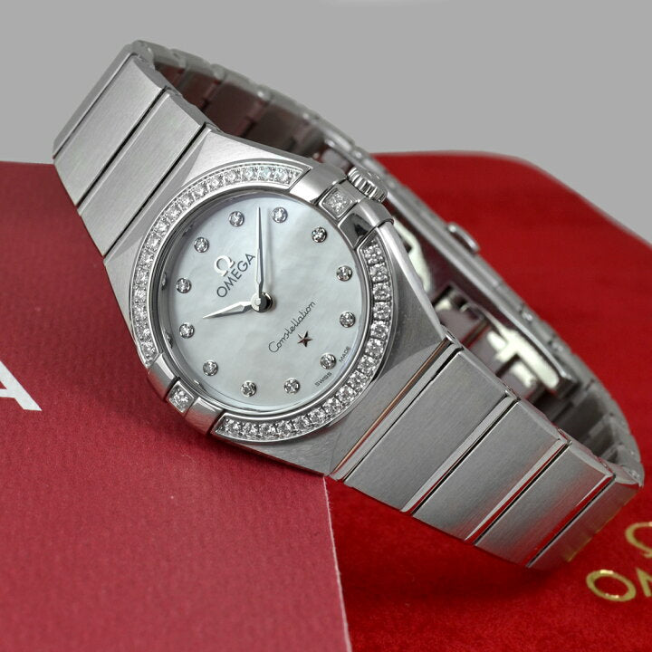 Omega Constellation Manhattan Quartz Diamonds Mother Of Pearl Dial Silver Steel Strap Watch For Women - 131.15.25.60.55.001