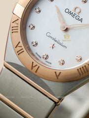 Omega Constellation Manhattan Quartz Diamonds Mother Of Pearl Dial Two Tone Steel Strap Watch For Women - 131.20.25.60.55.001