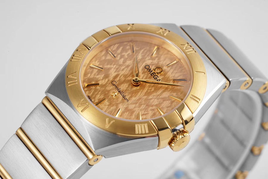 Omega Constellation Manhattan Yellow Dial Two Tone Steel Strap Watch For Women - 131.20.28.60.08.001