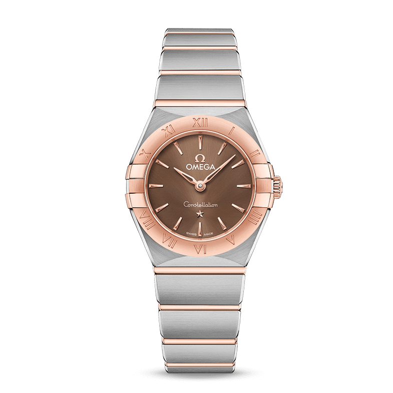 Omega Constellation Quartz Brown Dial Silver Steel Strap Watch For Women - 131.20.25.60.13.001