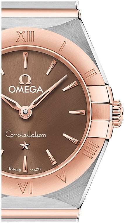 Omega Constellation Quartz Brown Dial Silver Steel Strap Watch For Women - 131.20.25.60.13.001