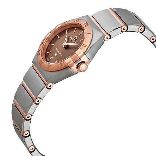 Omega Constellation Quartz Brown Dial Silver Steel Strap Watch For Women - 131.20.25.60.13.001