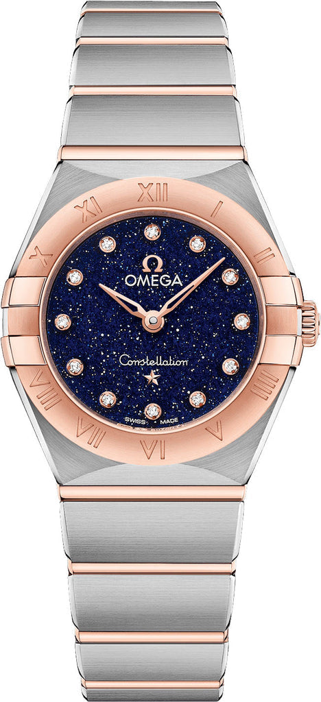 Omega Constellation Quartz Diamonds Blue Dial Two Tone Steel Strap Watch For Women - 131.20.25.60.53.002