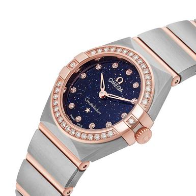 Omega Constellation Quartz Diamonds Blue Dial Two Tone Steel Strap Watch For Women - 131.20.25.60.53.002