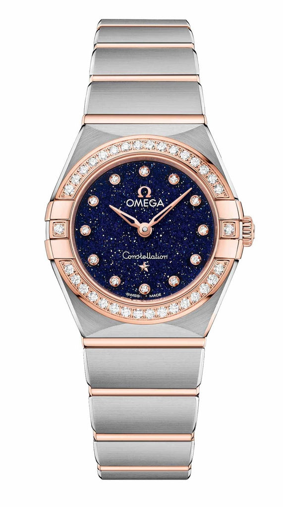 Omega Constellation Quartz Diamonds Blue Dial Two Tone Steel Strap Watch For Women - 131.20.25.60.53.002
