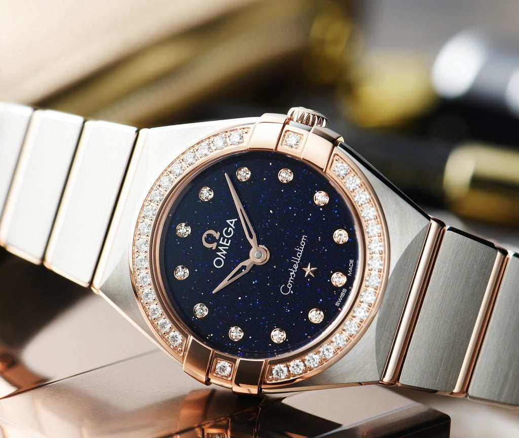 Omega Constellation Quartz Diamonds Blue Dial Two Tone Steel Strap Watch For Women - 131.20.25.60.53.002