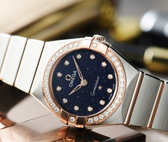 Omega Constellation Quartz Diamonds Blue Dial Two Tone Steel Strap Watch For Women - 131.25.25.60.53.002