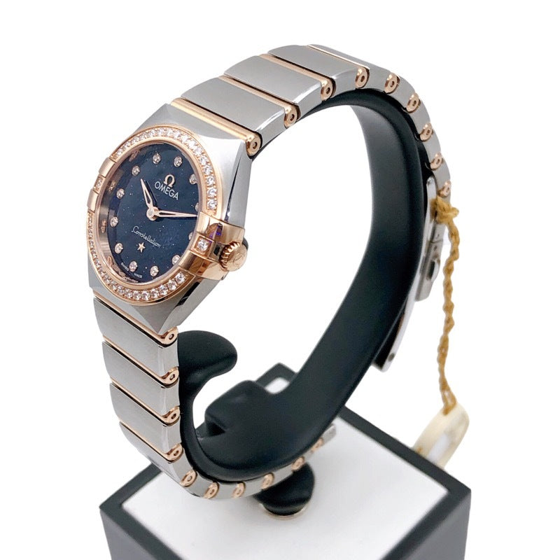 Omega Constellation Quartz Diamonds Blue Dial Two Tone Steel Strap Watch For Women - 131.20.25.60.53.002