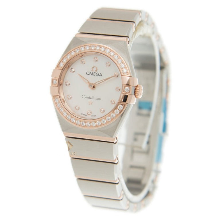 Omega Constellation Quartz Diamonds Mother Of Pearl Dial Two Tone Steel Strap Watch For Women - 131.25.25.60.55.001