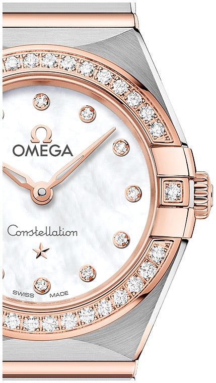 Omega Constellation Quartz Diamonds Mother Of Pearl Dial Two Tone Steel Strap Watch For Women - 131.25.25.60.55.001