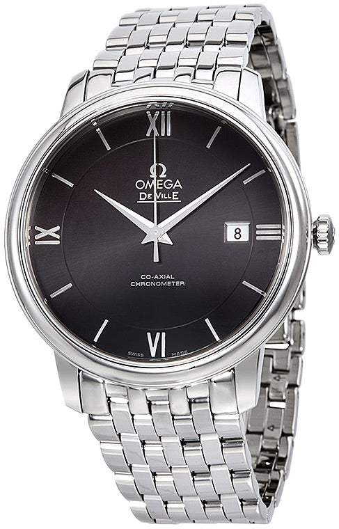Omega De Ville Prestige Co-Axial Black Dial Silver Steel Strap Watch For Men - 424.10.40.20.01.001